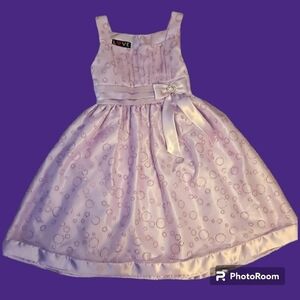LOVE by SPECIAL OCCASIONS Lavendar Glitter Bubble Satin Tulle Bow Tie Back Dress